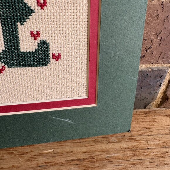 Completed Cross Stitch Welcome With Apple Double Matted No Frame READ - Picture 4 of 14